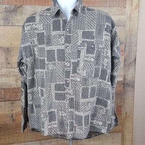 Marc Daniels Long Sleeve Shirt Men's Size 16L 16.5 Brown Multi Colored